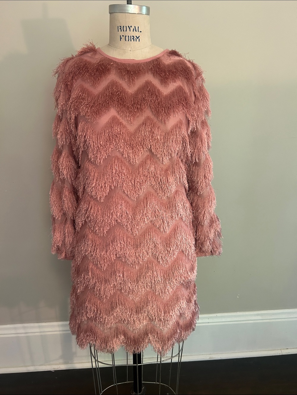 Hutch Pink Fringe Chevron Shift Dress